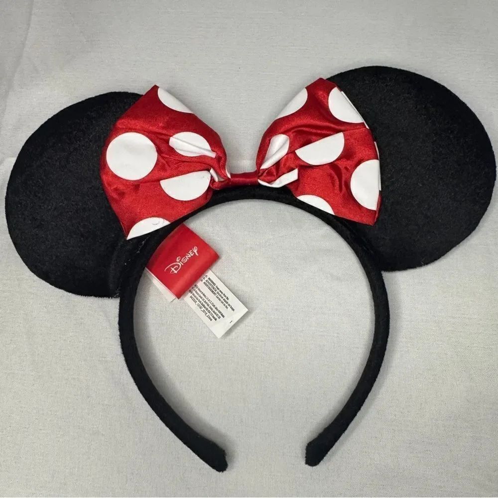 Minnie Mouse Disney Ears with Red & White Polka Dot Bow